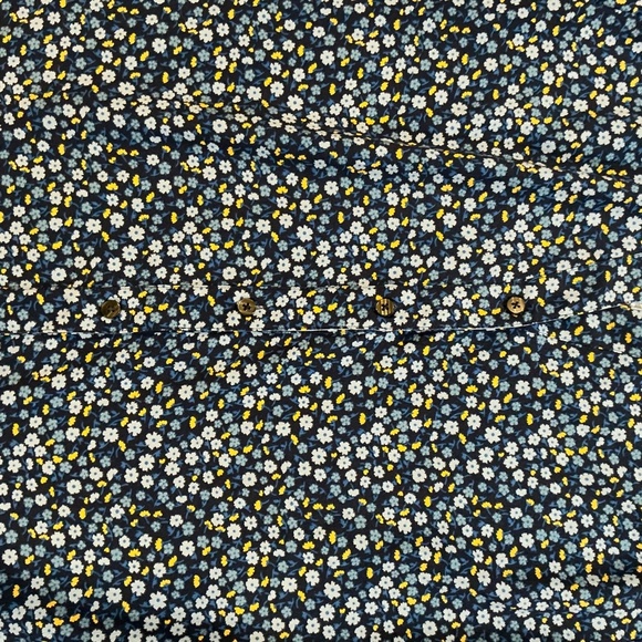 Draper James Navy Blue Yellow Floral Ruffle Hem Short Sleeve Dress Size M - Picture 7 of 7